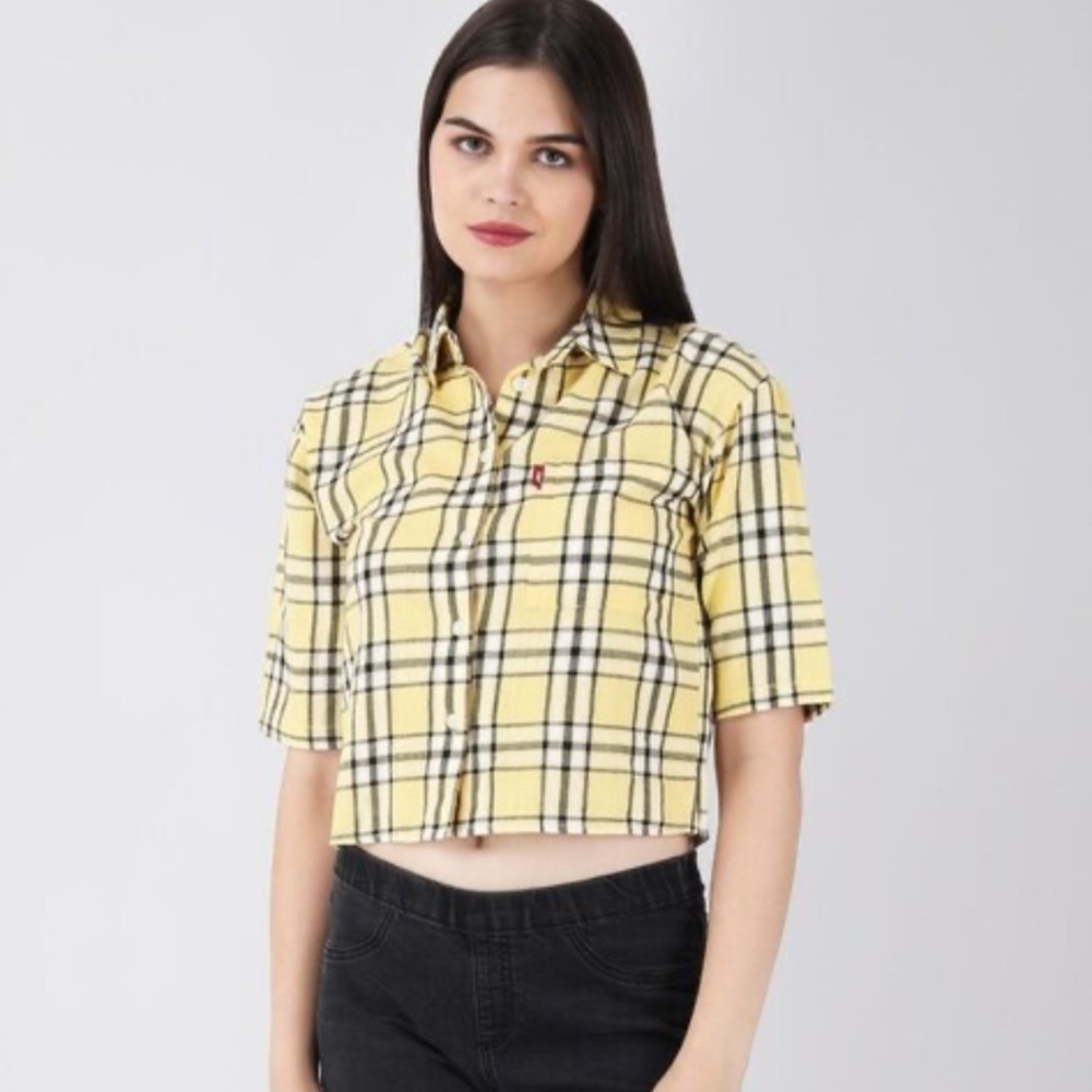 Twik Plaid Cropped Shirt